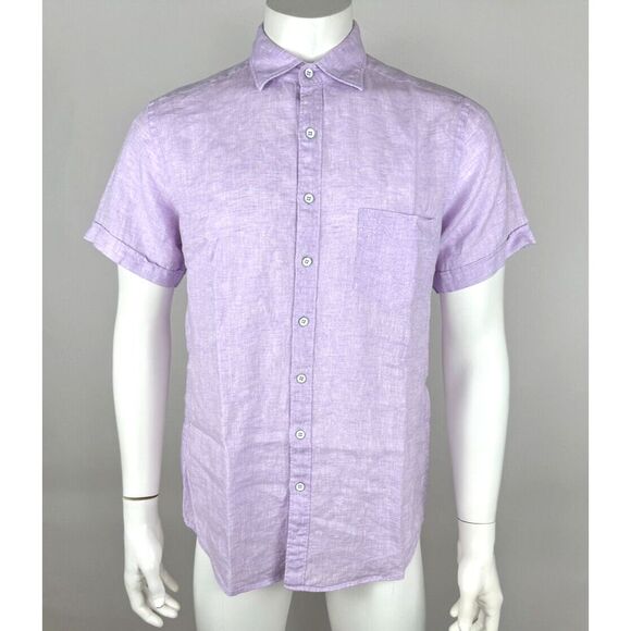 Rodd & Gunn Ellerslie Sports Fit Shirt Mens L EUC Linen Short‎ Sleeve Button-up